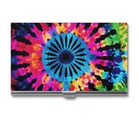 VFMKT Porta biglietti da visita in metallo sottile Custodia portatile per biglietti da visita tasca porta carte di nome tribù esotica portafoglio stile tie dye per uomo donna ufficio viaggi, Stile