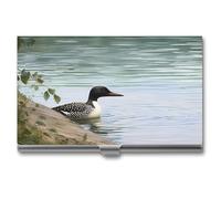 VFMKT Porta biglietti da visita in metallo sottile Custodia portatile per biglietti da visita tasca porta carte di nome Loon Nature Birds Portafoglio per uomo donna ufficio viaggi, Stile:, Taglia