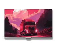 VFMKT Porta biglietti da visita in metallo sottile Custodia portatile per biglietti da visita tasca porta carte di nome Un portafoglio con luna rossa per uomo donna ufficio viaggi, Stile:, Taglia