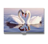 VFMKT Porta biglietti da visita in metallo sottile Custodia portatile per biglietti da visita tasca porta carte di nome cigno cuore portafoglio per uomo donna ufficio viaggi, Stile:, Taglia unica