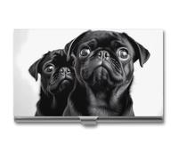 VFMKT Porta biglietti da visita in metallo sottile Custodia portatile per biglietti da visita tasca porta carte di nome carino nero carlino portafoglio per uomo donna ufficio viaggio, Stile:, Taglia