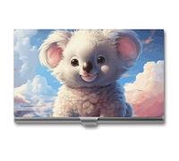 VFMKT Porta biglietti da visita in metallo sottile Custodia portatile per biglietti da visita tasca porta carte di nome carino portafoglio koala per uomo donna ufficio viaggi