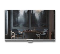 VFMKT Porta biglietti da visita in metallo sottile Porta biglietti da visita portatile Tasca Porta carte di nome Ci sono sedie in camera Portafoglio per uomo donna ufficio viaggi