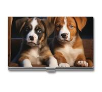 VFMKT Porta biglietti da visita sottile in metallo portatile porta biglietti da visita tasca porta carte di nome cuccioli cani animali animali portafoglio per uomini donne ufficio viaggi