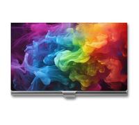 VFMKT Porta biglietti da visita sottile in metallo portatile porta biglietti da visita tasca porta carte di nome arcobaleno fumo portafoglio per uomo donna ufficio viaggi