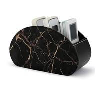 VFMKT Supporto per telecomandi in pelle sintetica impermeabile con effetto marmo nero e oro, porta telecomandi da scrivania, con 5 scomparti, per telecomandi TV, controller multimediali, forniture per