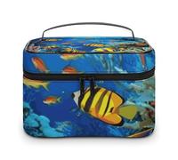 VFMKT The Underwater World, trousse da viaggio portatile con motivo pesci tropicali, borsa per cosmetici con cerniera, organizer per articoli da toeletta per donne e donne, Il mondo sottomarino pesci