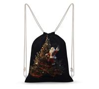 VFMKT Zaino con coulisse Borsa da palestra Babbo Natale sull'albero di Natale Cinch Sackpack Borsa da spiaggia impermeabile per donne uomini, stile, 35 x 50 cm, Stile, 35x50cm