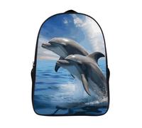 VFMKT Zaino da 16 pollici a due delfini zaino per laptop leggero con stampa completa borsa da viaggio zaino casual per donne uomini, stile, 40 x 28 x 16 cm, Stile, 40x28x16cm