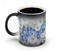 VFMNT Bella tazza da caffè termocromica con fiori bianchi e blu, divertente tazza con scolorimento, tazza magica che cambia colore, idea regalo per ufficio, migliore amico, Natale