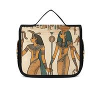 VFMNT Borsa da toilette per donne, uomini e donne nell'antico Egitto, borsa per il trucco con gancio per appenderla, borsa da bagno impermeabile, borsa da viaggio di grande capacità, per accessori da