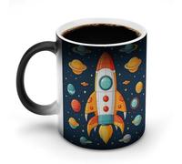 VFMNT Razzo Clipart Nave spaziale Tazza da caffè termocromica Tazza di caffè Divertente Scolorimento Tazza Magica Temperatura di Calore Cambiamento di Colore Tazza Novità Regali per Ufficio Migliore