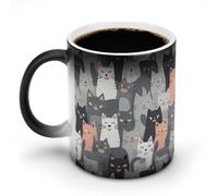 VFMNT Simpatica tazza da caffè termocromica con motivo di gatti grigi, divertente tazza da caffè con scolorimento, tazza magica che cambia colore, idea regalo per ufficio, migliore amico, Natale