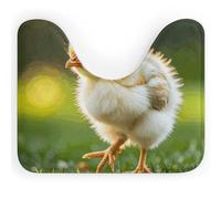 VFMNT Tappeto da bagno carino con pollo che cammina tappeto da bagno per WC, lavabile, morbido e assorbente, tappetino da bagno a forma di U, tappetino antiscivolo per bagno 50 x 40 cm