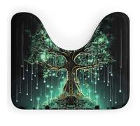VFMNT Tappeto da bagno con albero verde magico tappeto da bagno lavabile tappeto da bagno morbido e assorbente tappetino da bagno a forma di U tappetino antiscivolo per bagno 50 x 40 cm