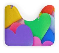 VFMNT Tappeto da bagno con cuori arcobaleno tappeto da bagno lavabile tappeto da bagno morbido e assorbente tappetino da bagno a forma di U tappetino antiscivolo per bagno 50 x 40 cm