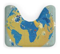 VFMNT Tappeto da bagno con mappa del mondo astratta, tappetino da bagno lavabile, morbido e assorbente, tappetino da bagno a forma di U, tappetino antiscivolo per bagno 50 x 40 cm