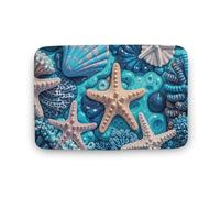 VFMNT Tappeto da bagno con stelle marine e conchiglie, tappetino da bagno super assorbente, morbido e antiscivolo, ad asciugatura rapida, tappetino in microfibra per bagno, pavimento, doccia, 80 x 50