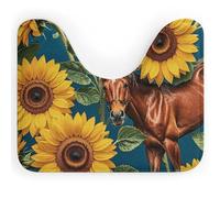 VFMNT Tappeto da bagno marrone cavallo girasole fiore giallo tappeto da bagno per WC lavabile tappeto da bagno morbido e assorbente tappetino da bagno a forma di U tappetino antiscivolo per bagno 50 x