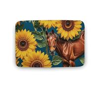 VFMNT Tappeto da bagno marrone cavallo girasole giallo fiore tappetino da bagno super assorbente tappeto da bagno morbido e antiscivolo tappetino da doccia ad asciugatura rapida tappetino in