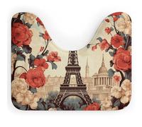 VFMNT Tappeto da bagno Parigi vintage floreale tappeto da bagno lavabile tappeto da bagno morbido e assorbente tappetino da bagno a forma di U tappetino antiscivolo per bagno 50 x 40 cm