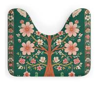 VFMNT Tappeto da bagno verde albero della vita tappeto da bagno per WC lavabile tappeto da bagno morbido e assorbente tappetino da bagno a forma di U tappetino antiscivolo per bagno 50 x 40 cm