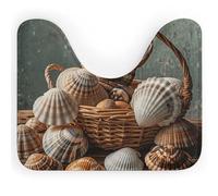 VFMNT Tappeto WC Serie Farmhouse Shell Tappeto da bagno per WC Tappeto da bagno lavabile Tappeto da bagno morbido e assorbente Tappeto da bagno a forma di U Tappetino antiscivolo per bagno 50 x 40 cm