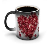VFMNT Tazza da caffè termocromica a forma di cuore a forma di petali, divertente tazza con scolorimento magico, temperatura di calore, cambia colore, idea regalo per ufficio, migliore amico, Natale