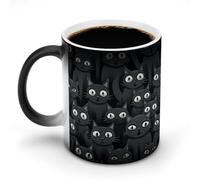 VFMNT Tazza da caffè termocromica con gatto con occhi grandi, divertente tazza con scolorimento, tazza magica che cambia colore, regalo per ufficio, migliore amico, Natale