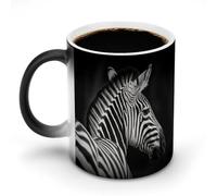 VFMNT Tazza da caffè termocromica con motivo zebrato bianco e nero, divertente tazza con scolorimento, cambia colore, idea regalo per ufficio, migliore amico, Natale