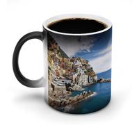 VFMNT Tazza da caffè termocromica con paesaggio delle Cinque Terre, divertente tazza con scolorimento, tazza magica che cambia colore, regalo per ufficio, migliore amico, Natale