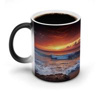 VFMNT Tazza da caffè termocromica con scritta "Sea Water Crepuscolo", divertente tazza da caffè termocromatica, tazza magica per il calore, cambia colore, idea regalo per ufficio, migliore amico