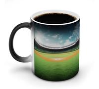 VFMNT Tazza da caffè termocromica con sfondo verde campo da baseball divertente tazza di scolorimento tazza magica calore temperatura cambia colore tazza novità regalo per ufficio migliore amico