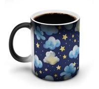 VFMNT Tazza da caffè termocromica con stelle e nuvole, divertente tazza con scolorimento, cambia colore, idea regalo per ufficio, migliore amico, Natale