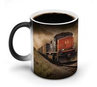 VFMNT Tazza da caffè termocromica con treno merci, divertente tazza da caffè con scolorimento, tazza magica che cambia colore, idea regalo per ufficio, migliore amico, Natale