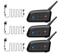 vFound V4 Plus Sistema Intercom per Caschi Moto Bluetooth,Portata 1.500 m, Comunicazione Gruppo 4 Persone per Motociclisti, Arbitri FIGC, Sciatori e Quad/Enduro (3 Pezzi)