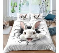 VFQWPYAJN Easter bunnySet Di Copripiumino ultra microfibra 3 Pezzi stampa 3D con cerniera Cartoon cute design copripiumino con federe soffice ultra morbido for ragazze Super king（260x220cm）