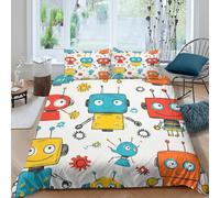 VFQWPYAJN robot cartoon characterscopripiumino morbida microfibra 3 pezzi motivo 3D con cerniera colorful kids Set Di Copripiumino con federe per cuscini morbido e comodo for adulti King（220x240cm）