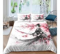 VFQWPYAJN samurai warriorcopripiumino microfibra morbida 3 Pezzi stampa di 3D cerniera nascosta Japanese ink Painting_ Set Di Copripiumino incluso federe aiosa morbida for adolescenti King（220x240cm）