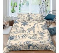 VFQWPYAJN Tropical WildlifeSet Di Copripiumino microfibra morbida 3 Pezzi stampa di 3D con cerniera Vintage Botanical copripiumino incluso federe aiosa ultra morbido for coppie Single（135x200cm）