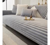 VFRCD Copridivano in peluche a righe con coniglio ispessito, per divano componibile, Loveseat, a 3 cuscini, caldo per l'inverno, adatto agli animali domestici, antiscivolo, lavabile in lavatrice