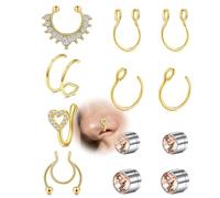 VFUN Piercing per naso finto a ferro di cavallo, piercing per naso a forma di cuore, per uomo e donna