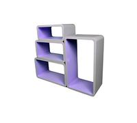VG line Mensola Da Muro Libreria Scaffale Vari Colori Retrò Cubi Moderno LO01P (Grigio/Lilla)