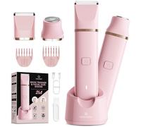 VG VOGCREST Rasoio per bikini da donna: rasoio 2 in 1 indolore per ascelle, gambe e braccia con pettini lunghi, kit portatile da viaggio per toelettatura pubico, rasoio elettrico ricaricabile con dock