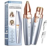 VG VOGCREST Rasoio per sopracciglia e sopracciglia, ricaricabile, 2 in 1, con luce LED integrata, colore: azzurro cielo