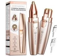 VG VOGCREST Rasoio per sopracciglia e viso: 2 in 1 ricaricabile per la rimozione dei peli del viso e rasoio per sopracciglia, rasoio per il corpo con luce LED integrata (oro rosa)