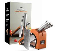 VG10 Acciaio 67 Strati Superior Damasco Set Coltelli Da Cucina, 10,00 cm a 20,00 cm Coltello da Chef Damasco affilato con manici martellati e blocco di legno