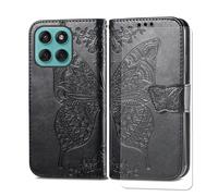 VGANA Cover Adatto Compatibile per Motorola Edge 70, Romantico Rilievo Della Farfalla Protettiva Portafoglio Flip Custodia. Nero