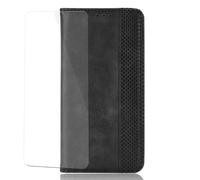 VGANA Cover per Motorola Edge 70, Cuatodia Portafoglio [1 Protezione per Schermo Pacchetto] Pelle Premium PU Elegante Retro Sbalzato Custodia. Nero