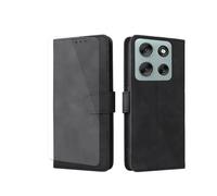 VGANA Custodia per Motorola Edge 70, [1× Protettore dello schermo] Cover in Pelle PU per Portafoglio Modello di Moda Semplice a Libro Shell del Telefono. Nero